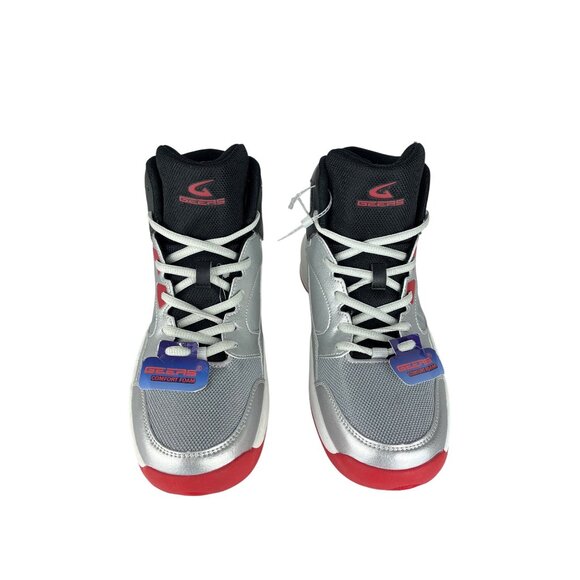 GEERS Men’s High Top Athletic Sneakers Silver Red Comfort Foam Size 9.5 main image 6